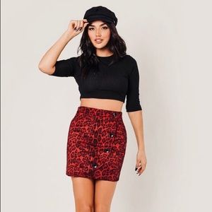 Red leopard skirt